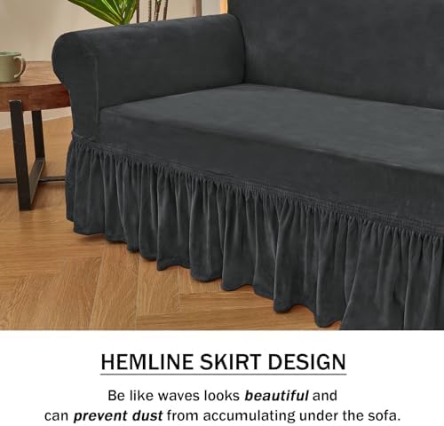 Dark Grey Armchair Covers Arm Chair Cover Armchair Slipcovers with Skirt