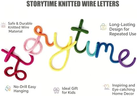 Handmade Storytime Wall Sign-Knitted Wire Storytime Sign Reading Corner Sign Decor story time wall sign wire Letters Book Corner Decor for Kids Room Nursery & Playroom (purple)