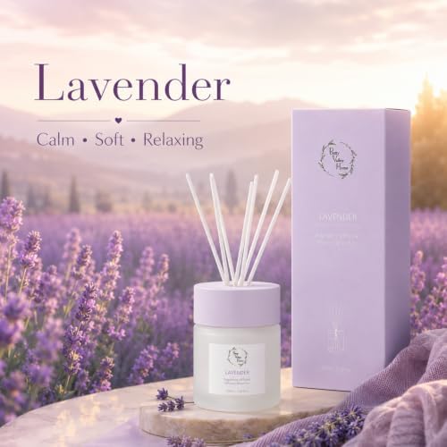 Reed Diffuser for Home, Orelune Lavender Diffuser 100ml/ 3.38fl oz, Reed Diffuser Set Home Fragrance Flower Scent Diffuser for Bathroom Shelf Decor