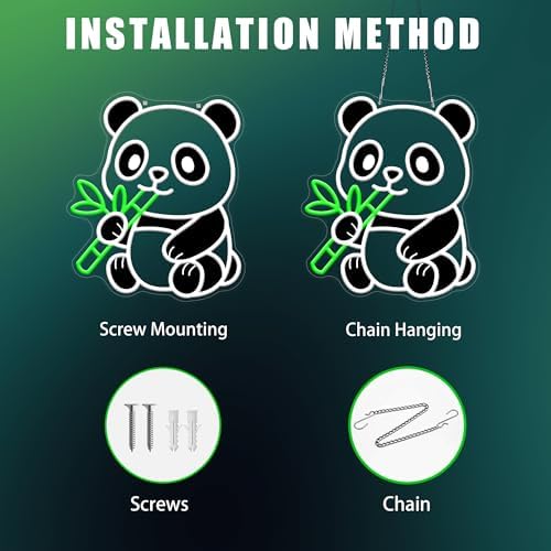 Panda Neon Sign, Dimmable Panda Night Light for Kids Bedroom Wall Decor, Cute LED Panda Light, Gift for Panda Lovers, Nursery Playroom Decor