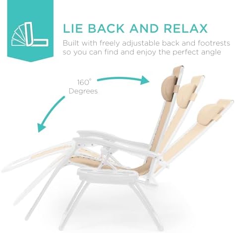 Best Choice Products Zero Gravity Chair Recliner, Sand/White