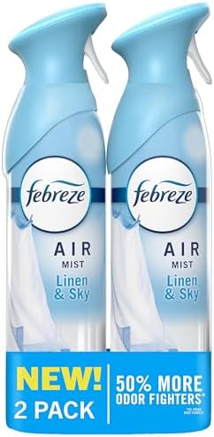 Febreze Air Mist, Air Freshener Spray, Odor Fighting Room Spray, Deodorizer for Home Bathroom Kitchen Office Apartment Dorm Room Classroom, Linen & Sky Scent, 8.1oz (Pack of 2)
