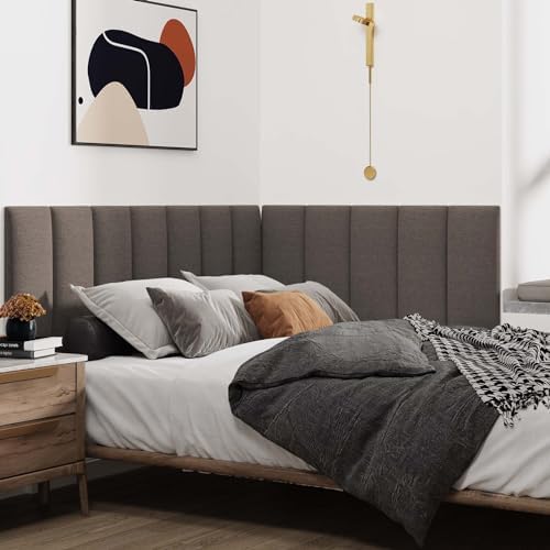 IFNOW Wall Mounted Headboard, Peel and Stick Panels, Brown, King