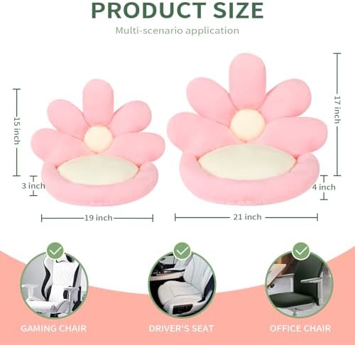 Ditucu Flower Shape Chair Pillow Cute Seat Cushion 19 inch Comfy Lazy Sofa Floor Pillows Dorm Seating for Bedroom Decor Pink