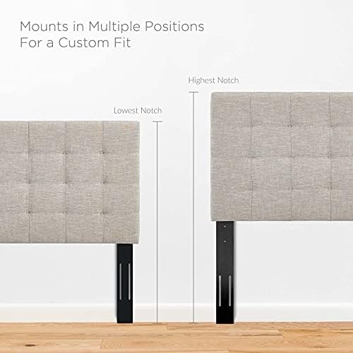 Modway Paisley Upholstered Tufted Linen Fabric King and California King Headboard Size in Beige