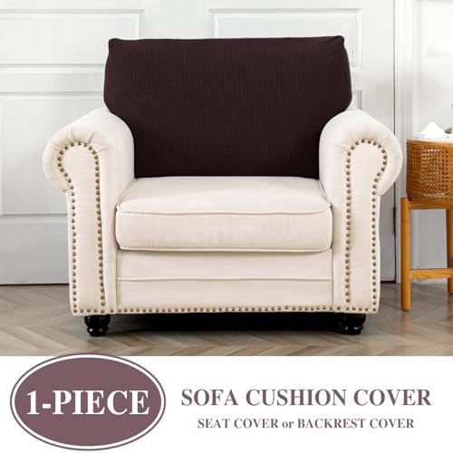 LA MEACK Couch Cushion Cover Seat Cushion Cover Stretch Armchair Cover Separate Sectional Sofa Slipcovers Furniture Protector(1 Piece for Seat or Sofa Backrest, Brown)