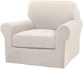 Turquoize 2 Piece Chair Covers for Living Room Armchair Couch Cover with Individual Cushion Covers Furniture Cover for Chairs Feature Jacquard Fabric (Chair, Ivory)
