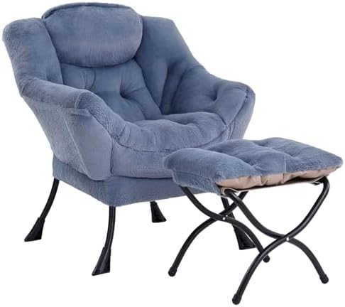 LITA Lazy Chair with Ottoman, Comfy Accent Reading Chair