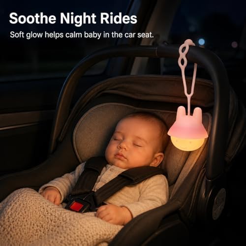 ShaArkMango Baby Car Seat Light for Night Driving, Rechargeable Car Seat Night Light for Babies, Soft Glow Backseat Travel Light with Gentle Eye Caring Design for Infants & Toddlers