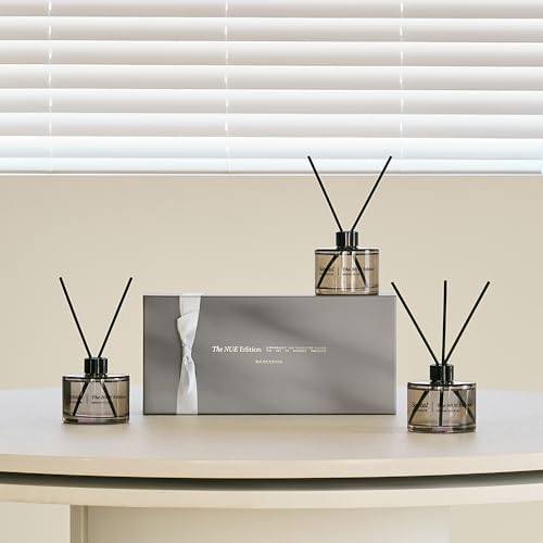 COCODOR The NUE Black Edittion Reed Diffuser Set of 3/6.7oz Each Pack/Hay Mossy,Santal,Gaiac/Home Fragrance Diffuser, Oil Scent Diffuser for Bathroom Shelf Décor