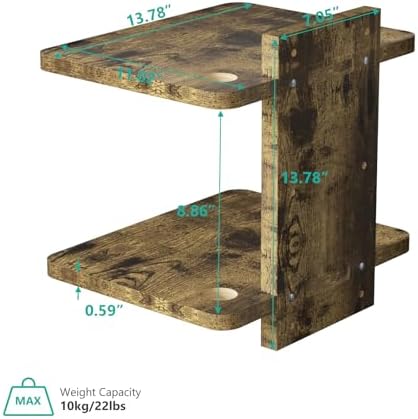 WALI Floating TV Shelf, 2 Tier Projector Shelf for DVD Player, Routers, Game Console, Cable Boxes, Living Room Decor Accessories, Wall Mount Shelves Holds Up to 22lbs(CS202NC), 2-Shelf, Vintage Brown