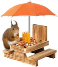 Gnodary Squirrel Feeder with Umbrella, Squirrel Feeders for Outside, Squirrel Picnic Table Feeder - Chipmunk Feeder Hold Corn, Corn Cob, Peanuts Style2 (Orange)
