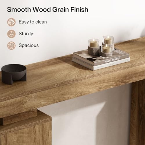 Tribesigns 63-Inch Long Console Table, Farmhouse Entryway Table Behind Couch, Wooden Foyer Stand Entry Station, Modern Hallway Accent Furniture for Living Room Decor, Entrance