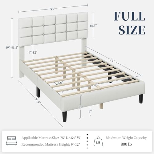Yaheetech Full Size Upholstered Tufted Bed Frame with Headboard