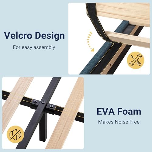 Allewie Twin Size Platform Bed Frame with Fabric Upholstered Headboard