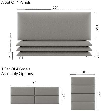 Vänt Wall Mounted Headboard Panels, Queen/Full, Zigrino Mineral