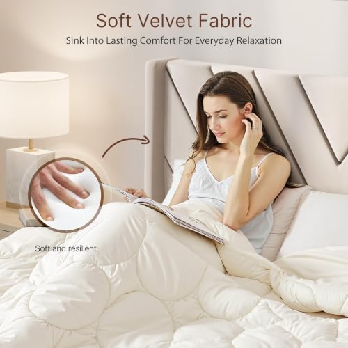 Yaheetech King Bed Frame with Chevron Channel-Tufted Headboard, Beige