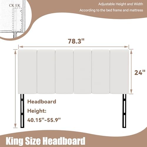 Yongchuang Upholstered King Headboard Only, White Faux Leather Head Board