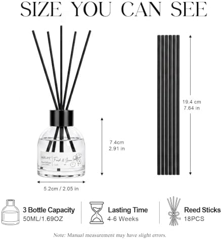 AUEFLIE Reed Diffuser Set of 3, Sea Salt/Eucalyptus Lavender/Fresh Linen