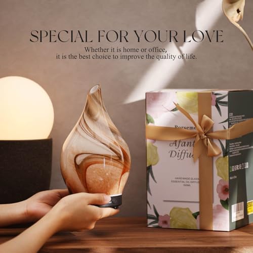 Porseme Essential Oil Diffuser 150ml Handmade Glass Diffuser 6H Runtime