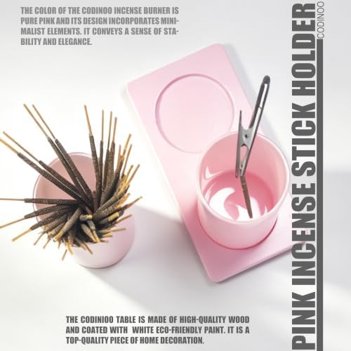 2 in 1 Incense Holder for Sticks,Glass Incense Burner Holder with Storage,Upside Down Incense Holder for Sticks with Glass Ash Catcher for Meditation Yoga Spa Room Home Decor[2 Long Full Pink]