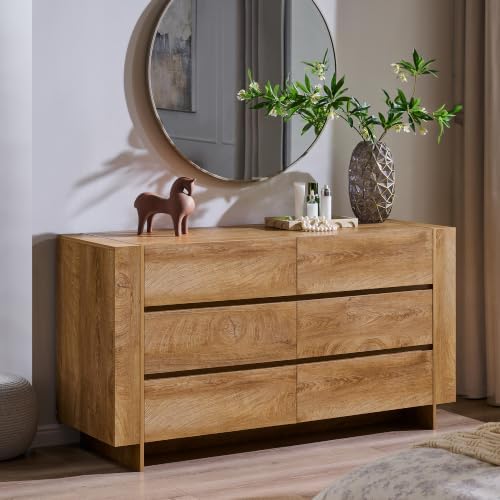OKD 60" Modern 6 Drawer Dresser for Bedroom, 20" Depth for More Storage
