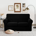 3 Pieces Stretch Loveseat Cover for 2 Cushion, Black
