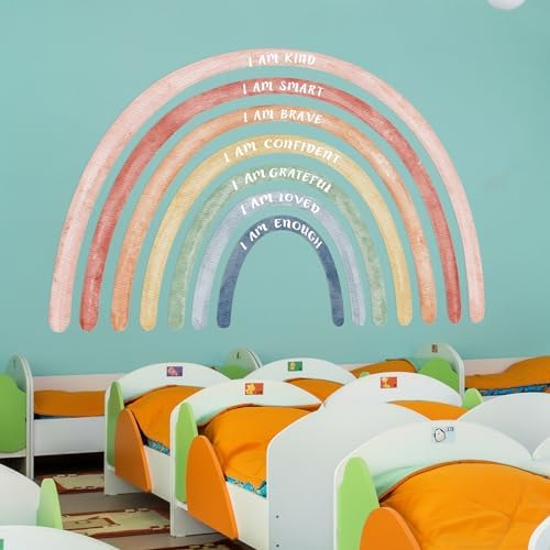 Tinideya Large Watercolor Rainbow Wall Stickers Decal, 77" x 47'', Cute