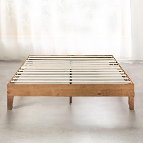 Mellow Naturalista Grand - 12 Inch Solid Wood Platform Bed with Wooden Slats - No Box Spring Needed - Queen (Natural Pine)