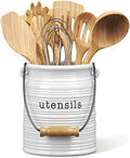 Barnyard Designs Ceramic Farmhouse Kitchen Utensil Holder, 6" White
