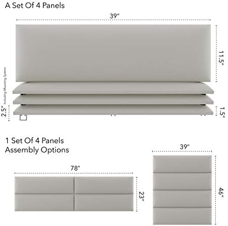 Vänt Wall Mounted Headboard Panels, King/Twin, Zigrino Leather Oyster
