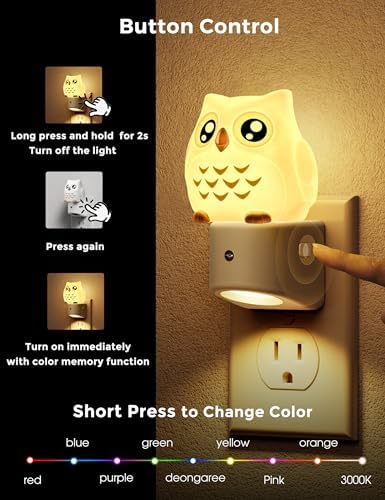 L LOHAS LED Night Light for Kids, 3D Owl Night Light Plug in