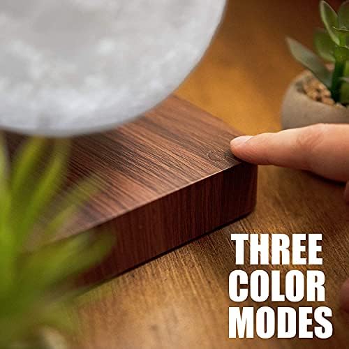 Floating 3D Moon Night Light Lamp | Magnetic Levitating LED Lamp for Bedroom with Wireless Charging | 3D Printed with 3 Color Modes & Spinning Capability