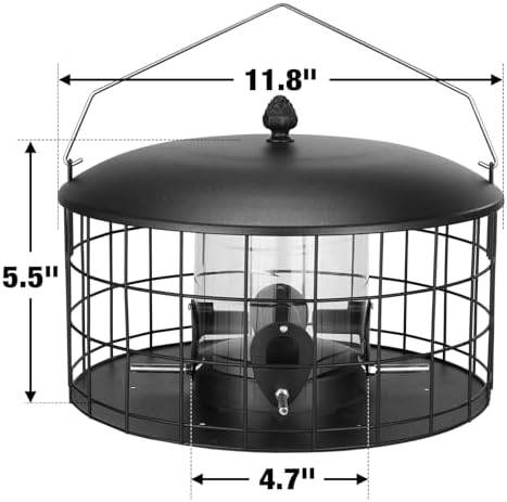 Veehoo Squirrel Proof Bird Feeders for Outdoors Hanging, Extra Wide 11.8"