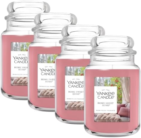 Yankee Candle Home Sweet Home Scented Candle, 22oz Large Jar, Up to 150 Hour Burn Time, Giftable (Pack of 4)