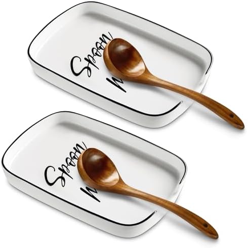 ABRUTY Spoon Rest for Stove Top, Ceramic Spoon Holder for Counter, Modern Farmhouse Decor Accessories for Spatula, Spoons or Tongs