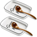 ABRUTY Spoon Rest for Stove Top, Ceramic Spoon Holder for Counter, Modern Farmhouse Decor Accessories for Spatula, Spoons or Tongs