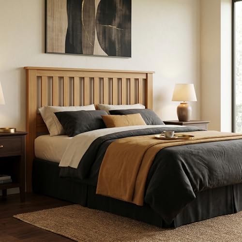 ComfIQ Serene Wood Panel Headboard with Mission Slats, Queen, Pine