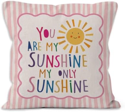 You are My Sunshine Boho Girl Nursery Decor Throw Pillow Cover 18x18