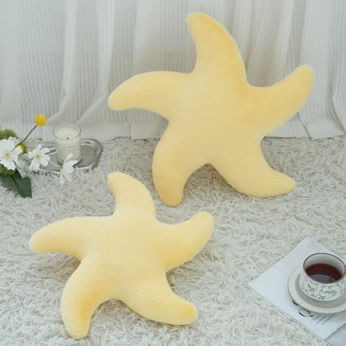 Starfish Pillow, 14.9" Cute Aesthetic Room Decor Accent Pillows, Yellow