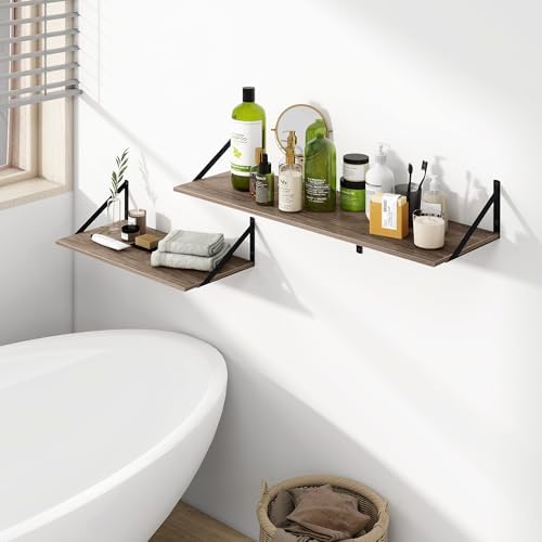 Heimlove 48W x 12D Deep Floating Shelves Set of 2 Grey