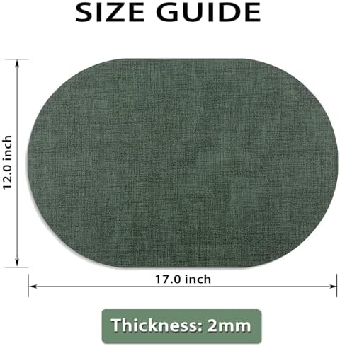 Faux Leather Oval Placemats Set of 12, Green