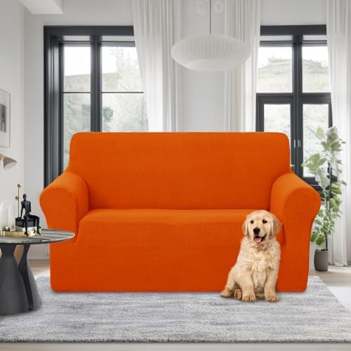 U-NICE HOME Loveseat Cover Stretch Couch Cover Sofa Slipcover, Orange