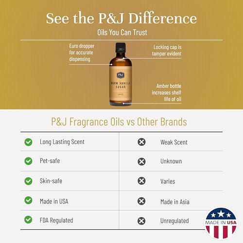 P&J Trading Fragrance | Warm Vanilla Sugar Oil 100ml - Candle Scents for Candle Making, Freshie Scent, Soap Making Supplies, Diffuser Oil Scents