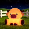 Highland Cow Night Light, Kids Rechargeable LED Lamp with Timer