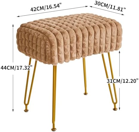 IBUYKE Makeup Vanity Chair, Rectangular Footrest Stool, Khaki WBD003K