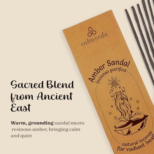 CALMVEDA Amber Incense Sticks Resinous - Ultra Luxurious, 40+ Thick Sticks