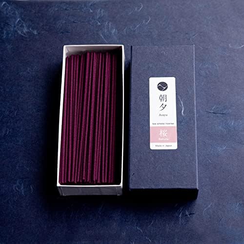Asayu Japan Sakura Cherry Blossom Incense Sticks, Low Smoke Japanese, 40g