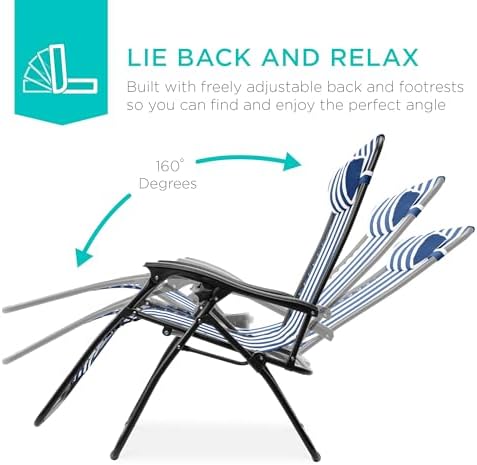 Best Choice Products Zero Gravity Chair Recliner Mediterranean Blue Striped
