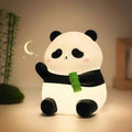 Panda Night Light for Kids, Cute Squishy Silicone Panda Lamp, 50-Hour Rechargeable Bedside Nursery Light with Tap Control, 2 Brightness Levels, 30-Min Auto-Off Timer, Gift for Toddlers